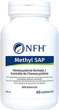 Methyl SAP supplement bottle with NFH logo and 60 capsules label