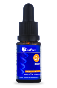 Vitamin D3 drops bottle, 1000 IU, MCT base, CanPrev label
