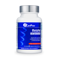 CanPrev Reishi full spectrum supplement bottle with blue label, 60 veggie caps