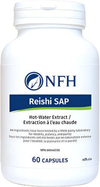 NFH Reishi SAP hot-water extract supplement bottle, 60 capsules