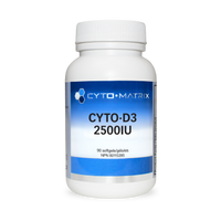 Cyto-Matrix CYTO-D3 2500IU supplement bottle, 90 softgels, white label