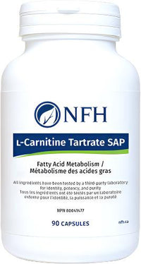 NFH L-Carnitine Tartrate SAP supplement bottle, 90 capsules, white label