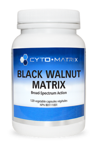 Supplement bottle with Black Walnut Matrix label, 120 vegetable capsules