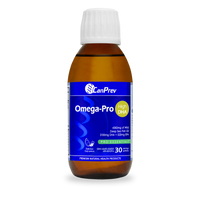 CanPrev Omega-Pro High DHA supplement bottle, amber with white cap and blue label
