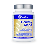 CanPrev Healthy Mood supplement bottle with blue label, 90 veggie caps