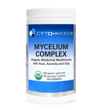 Mycelium complex powder supplement jar, white with blue label, 360 g, CYTO-MATRIX
