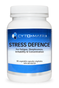Cyto-Matrix Stress Defence veggie capsules bottle, 90 count, white with blue label