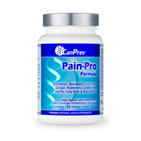 CanPrev Pain-Pro Formula veggie cap supplement bottle with blue label and silver cap