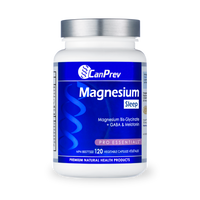 CanPrev Magnesium Sleep supplement bottle, blue label, 120 veggie capsules