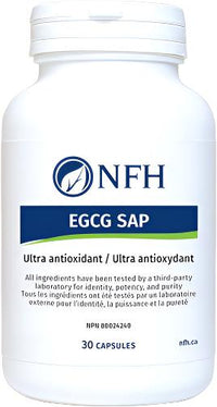 Dietary supplement bottle with EGCG SAP label, 30 capsules