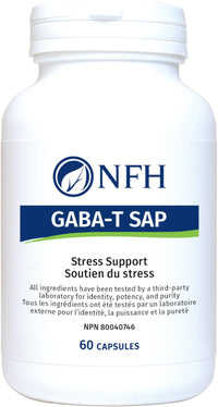 NFH GABA-T SAP supplement bottle, 60 capsules label on white bottle