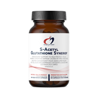 Supplement bottle label with S-Acetyl Glutathione Synergy, 60 veggie capsules