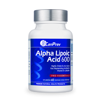 CanPrev Alpha Lipoic Acid 600 supplement bottle with label, 60 veggie capsules