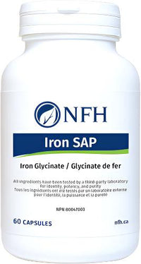 NFH Iron SAP bottle with label, 60 capsules