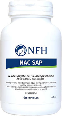 NAC SAP 90 capsules supplement bottle with NFH logo and label