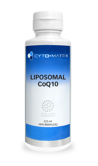 Cyto-Matrix liposomal CoQ10 supplement bottle, white with blue label