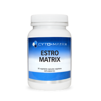Cyto-Matrix Estro Matrix 90 veggie caps supplement bottle, white with blue label