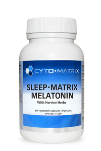 Cyto-Matrix Sleep-Matrix melatonin supplement bottle, 60 veggie capsules label