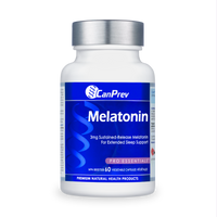 CanPrev Melatonin 3 mg sustained-release supplement bottle with blue label