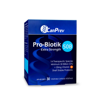 CanPrev Pro-Biotik Extra Strength probiotic supplement box, 50B, 30 veggie capsules