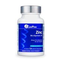 Zinc bis-glycinate 25 supplement bottle with blue front label