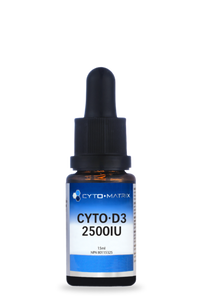 Cyto-Matrix Cyto-D3 2500IU MCT base dropper bottle with amber liquid