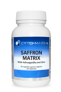 Cyto-Matrix Saffron Matrix 60 veggie capsule bottle, white label with blue band