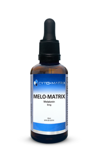 Melatonin liquid dropper bottle with dark cap; label shows 5 mg and 50 ml