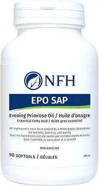 NFH EPO SAP 90 softgel bottle with label and blue text
