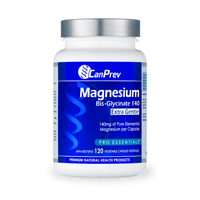 CanPrev Magnesium Bis-Glycinate 140 extra gentle supplement bottle, 120 vegan capsules