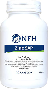 NFH Zinc SAP zinc picolinate supplement bottle, 60 capsules