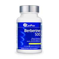 Berberine 500mg supplement bottle with white label and blue branding, 60 veggie capsules
