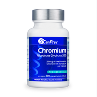 Chromium supplement bottle with metal cap, veggie capsules, 200 mcg
