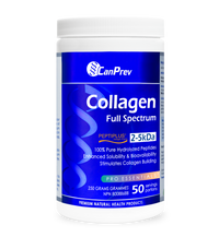 CanPrev collagen powder tub, white with blue Collagen Full Spectrum label