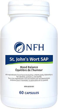 Herbal supplement bottle with NFH St. John's Wort SAP label, 60 capsules