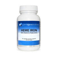 Cyto-Matrix Heme Iron supplement bottle, 60 veggie caps label