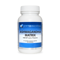 Cyto-Matrix Ashwagandha Matrix bottle, blue label for 60 veggie caps