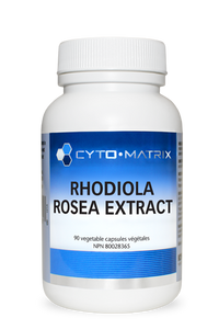 Cyto-Matrix Rhodiola rosea extract bottle, 90 veggie capsules, white label
