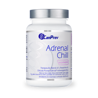 CanPrev Adrenal Chill supplement bottle with blue and pink label